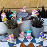 Miniature Unicorn Figurines Set - Funny Mini Statue Kit of 9 pcs - Unicorn Fairy Garden Accessories