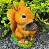 Solar Garden Decor Statue - Squirrel Outdoor Statue - 9.45 Inch Tall Solar LED Lights Outside Lawn Figurine - Yard and Patio Decoration