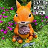Solar Garden Decor Statue - Squirrel Outdoor Statue - 9.45 Inch Tall Solar LED Lights Outside Lawn Figurine - Yard and Patio Decoration