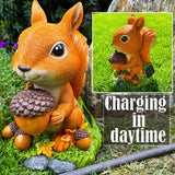 Solar Garden Decor Statue - Squirrel Outdoor Statue - 9.45 Inch Tall Solar LED Lights Outside Lawn Figurine - Yard and Patio Decoration