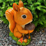 Solar Garden Decor Statue - Squirrel Outdoor Statue - 9.45 Inch Tall Solar LED Lights Outside Lawn Figurine - Yard and Patio Decoration