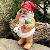 Garden Gnome with Unicorn - Funny Gnome Statue - 9 Inch Tall Lawn Figurine - for Outdoor or House Decor