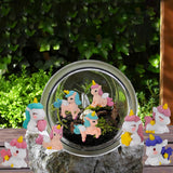 Miniature Unicorn Figurines Set - Funny Mini Statue Kit of 9 pcs - Unicorn Fairy Garden Accessories
