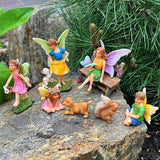 Fairy Garden - Miniature Fairies Figurines with Animals - Statues & Accessories Decor Set of 8 pcs