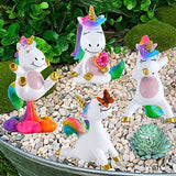 Miniature Unicorn Figurines Set - Funny Mini Statue Kit of 4 pcs - Unicorn Fairy Garden Accessories
