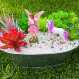 Fairy Garden Miniature Figurines - Fairy with Unicorn Set of 2 pcs - Decorations Statue Kit