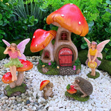 Fairy Garden Miniature Kit - Mushroom House Set of 6 pcs - Figurines and Accessories for Outdoor or House Decor