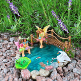 Fairy garden House set Miniature Pond and Bridge Figurines Kit Accessories Gnome Mood Lab