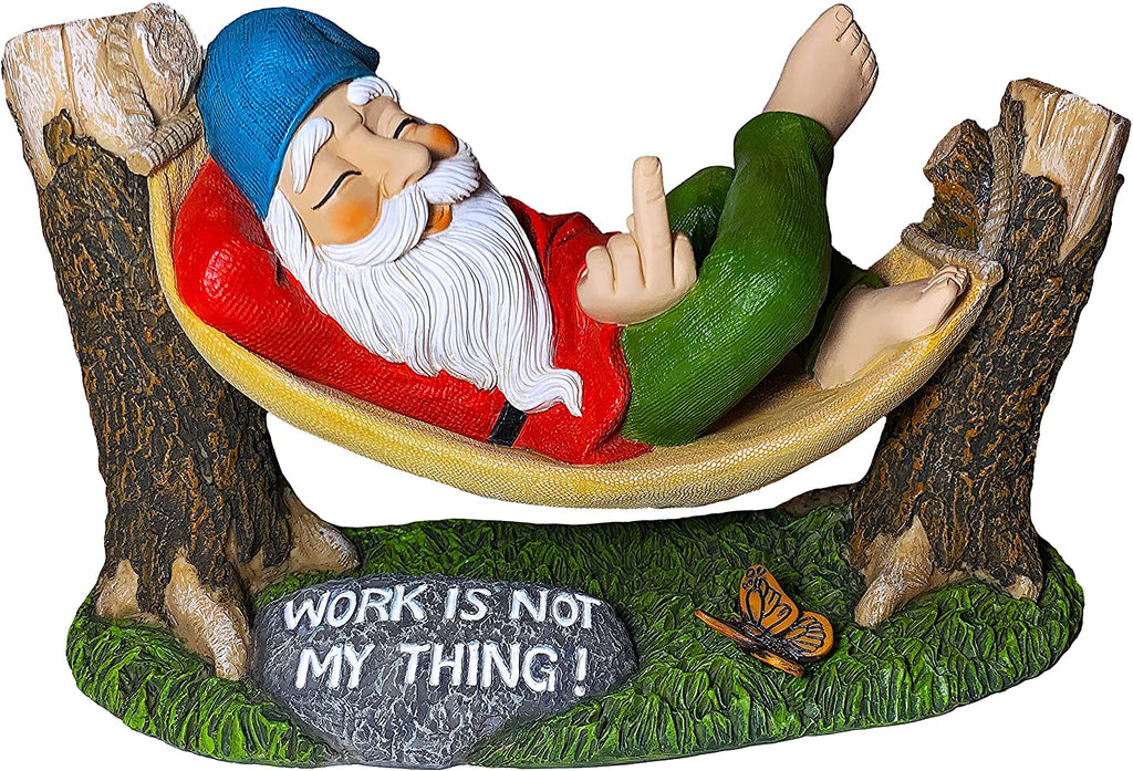 Garden Gnome In Hammock Finger Gnome Statue 965 Inch Width Lawn F Mood Lab 0209