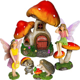 Fairy Garden Miniature Kit - Mushroom House Set of 6 pcs - Figurines and Accessories for Outdoor or House Decor