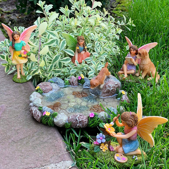 Fairy garden House set Miniature Figurines pond Kit Accessories Gnome Mood Lab