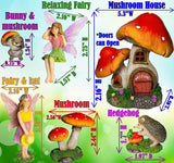 Fairy Garden Miniature Kit - Mushroom House Set of 6 pcs - Figurines and Accessories for Outdoor or House Decor