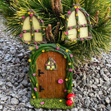 Fairy Garden Miniature Door and 2 Windows for Tree - Yard Decoration Accessories Set of 3 pcs