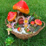 Fairy Garden Miniature Kit - Mushroom House Set of 6 pcs - Figurines and Accessories for Outdoor or House Decor