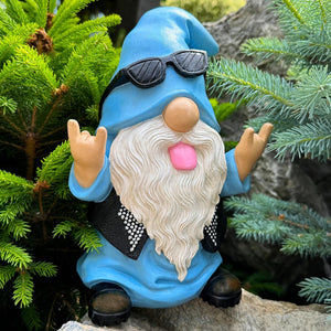 Garden Gnome - Rocker Gnome Statue - 9.25 Inch Tall Lawn Figurine - for Outdoor or House Decor - Funny Yard and Patio Decoration