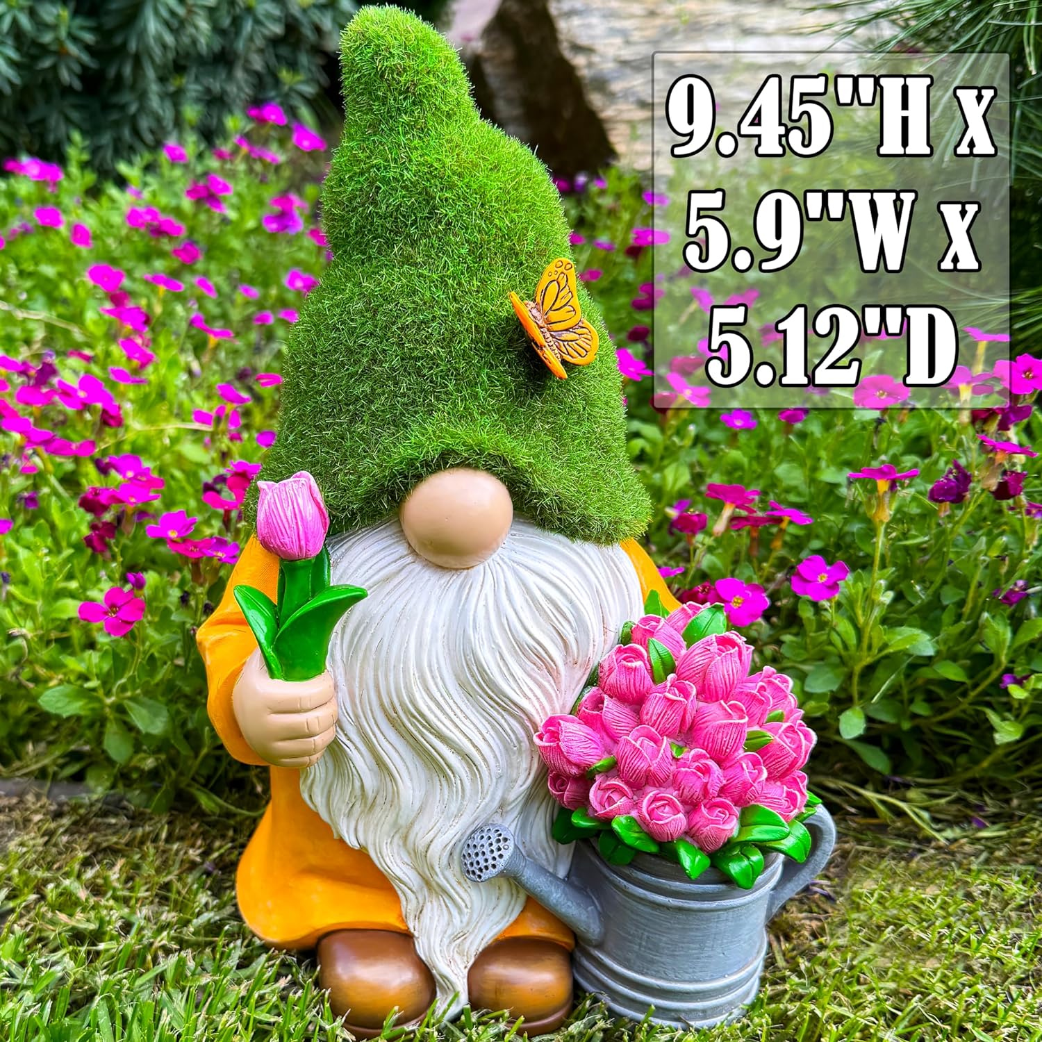 Garden Gnome - Solar Gnome Figurine with Tulips - 9.45 Inch Tall Flowe –  Mood Lab