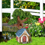 Mood Lab Fairy House - Fairy Garden Miniature Tree House - 8.5 Inch Tall Outdoor Decor for Fairies Figurines