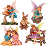 Fairy Garden - Miniature Reading Fairies Figurines Set - Statues & Accessories Decor Kit of 6 pcs
