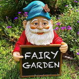 Garden Gnome with Chalkboard Sign - Funny Gnome Statue - 8.7 Inch Tall Lawn Figurine - for Outdoor or House Decor