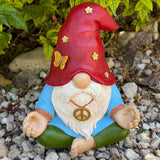 Garden Gnome - Funny Zen Hippie Gnome Figurine - 9.1 Inch Tall Lawn Statue - for Outdoor or House Decor