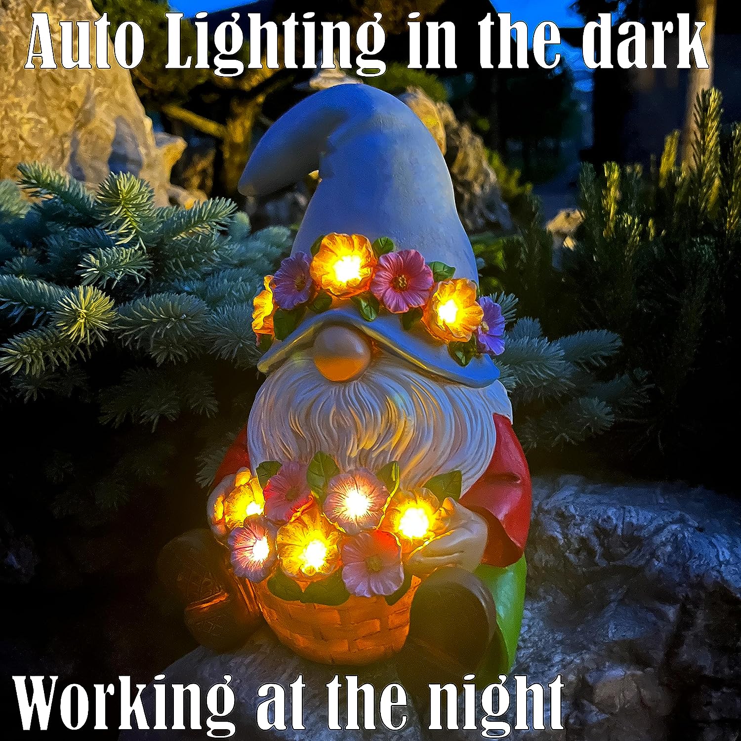 Garden Gnome Monk Statue with Cross and Woodland Creatures