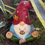 Garden Gnome - Funny Zen Hippie Gnome Figurine - 9.1 Inch Tall Lawn Statue - for Outdoor or House Decor