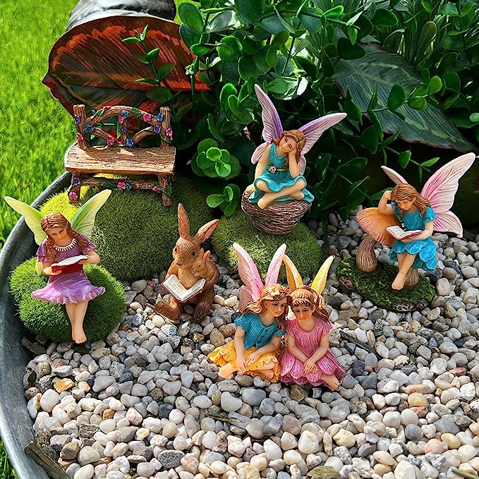 Enchanting Fairy Garden Fish Pond Set Resin Pieces