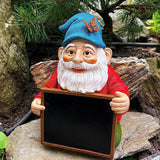 Garden Gnome with Chalkboard Sign - Funny Gnome Statue - 8.7 Inch Tall Lawn Figurine - for Outdoor or House Decor