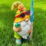 Mood Lab Garden Gnome - Surfer Gnome Figurine - 9.1 Inch Tall Funny Lawn Statue - for Outdoor or House Decor