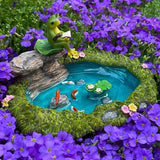 Fairy Garden Fish Pond Kit - Miniature Pond with Frog Figurine - 2 pcs Set Fairy Garden Accessories