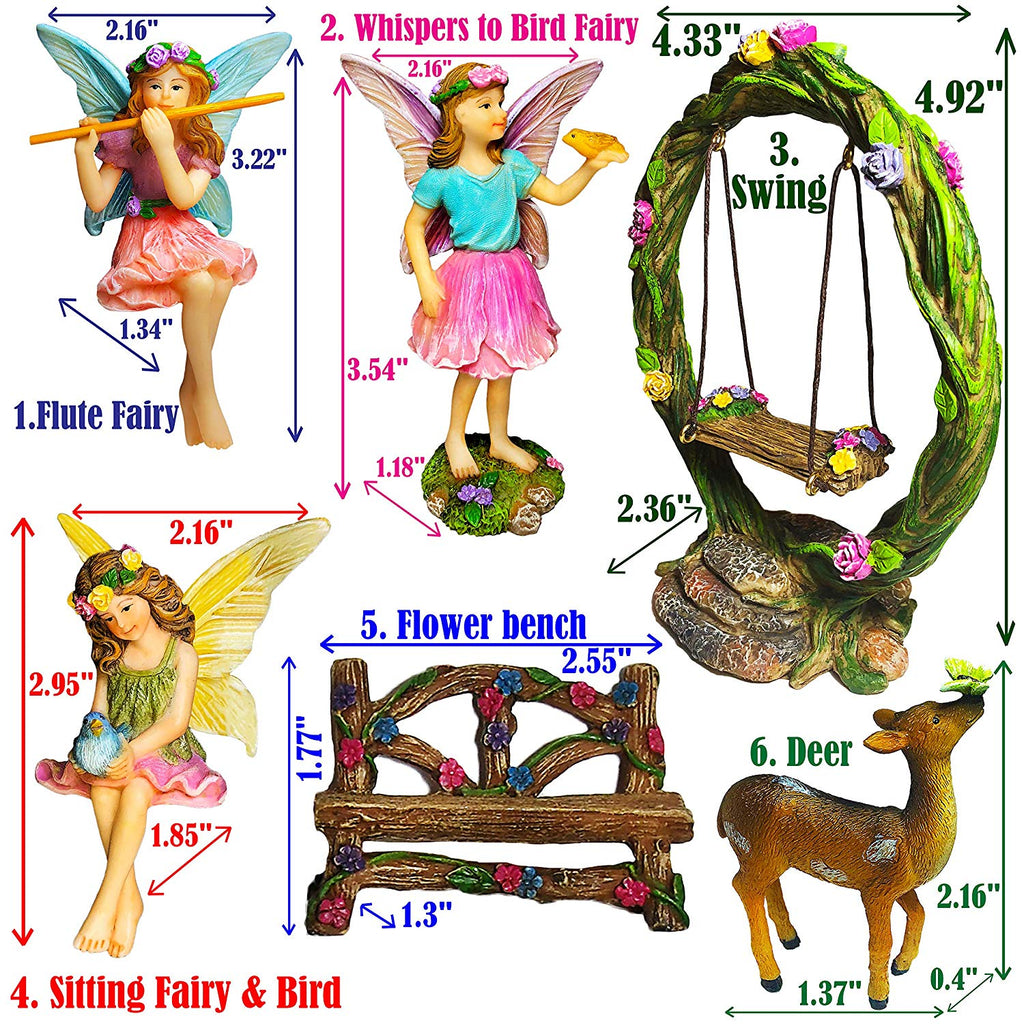 ️ Fairy Garden Kit Miniature Figurines with Accessories Swing Set for ...