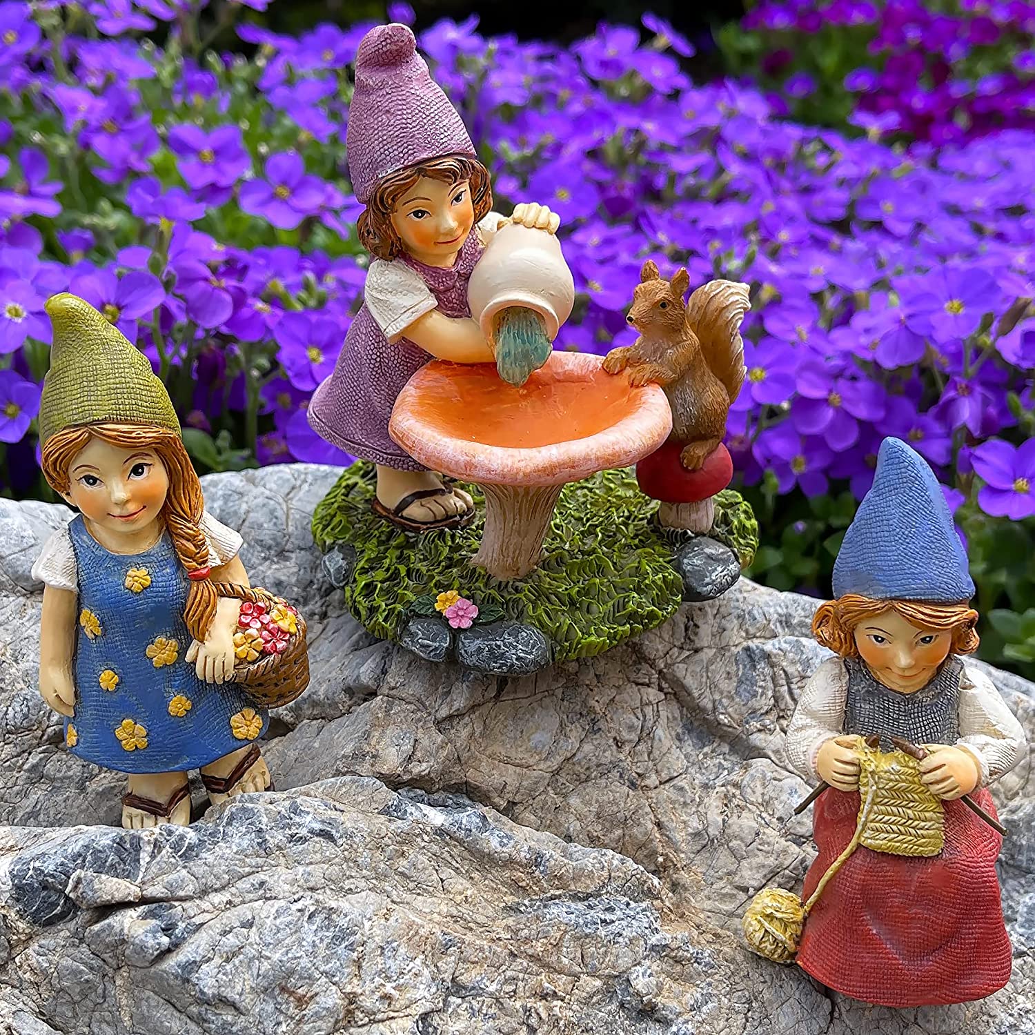 Miniature Garden Gnomes - Lady Gnomes Kit of 3 pcs - Figurines and Acc –  Mood Lab