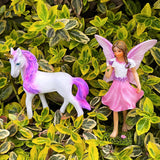 Fairy Garden Miniature Figurines - Fairy with Unicorn Set of 2 pcs - Decorations Statue Kit