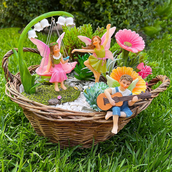 Fairy Garden - Dancing Swing Accessories Kit of 5 pcs - Miniature Garden Figurines Set