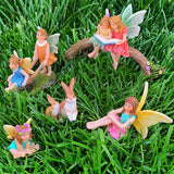 Fairy Garden - Miniature Family Kit Figurines and Accessories - Fairies Statue Set of 6 pcs for Outdoor or House Decor