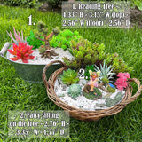 Fairy Garden Miniature Fairy with Reading Tree Statue - Figurines and Accessories Kit of 2 pcs