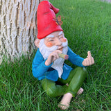 Garden Gnome - Relaxed Gnome - 9.6 Inch Tall Finger Statue - Lawn Garden Figurine