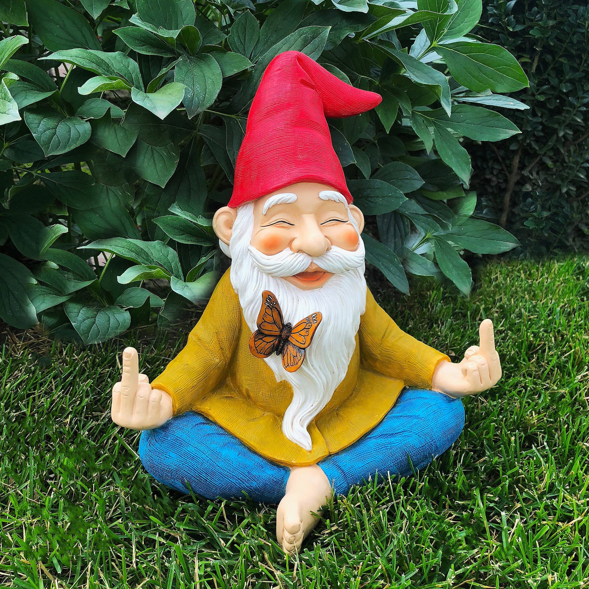 ❤️ Garden Zen Gnome Statue, finger Gnome 9 inch Outdoor House Decor – Mood  Lab
